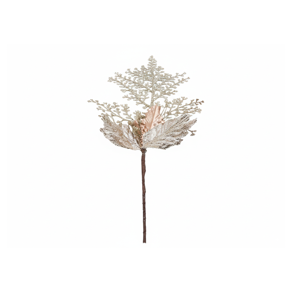 Rama navideña con flor 52cm x2023109c champagne