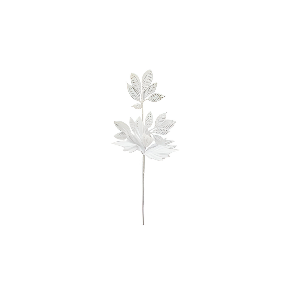 Rama navideña con flor 52cm yx2023011w blanco