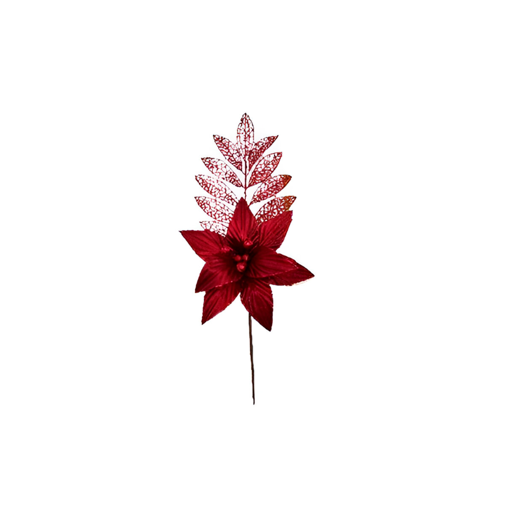 Rama navideña con flor 52cm yx2023062 rojo
