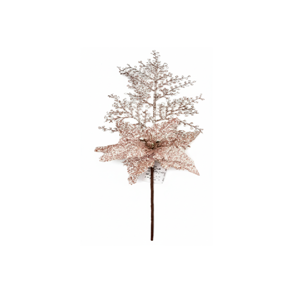 Rama navideña con flor 52cm yx2023109w blanco