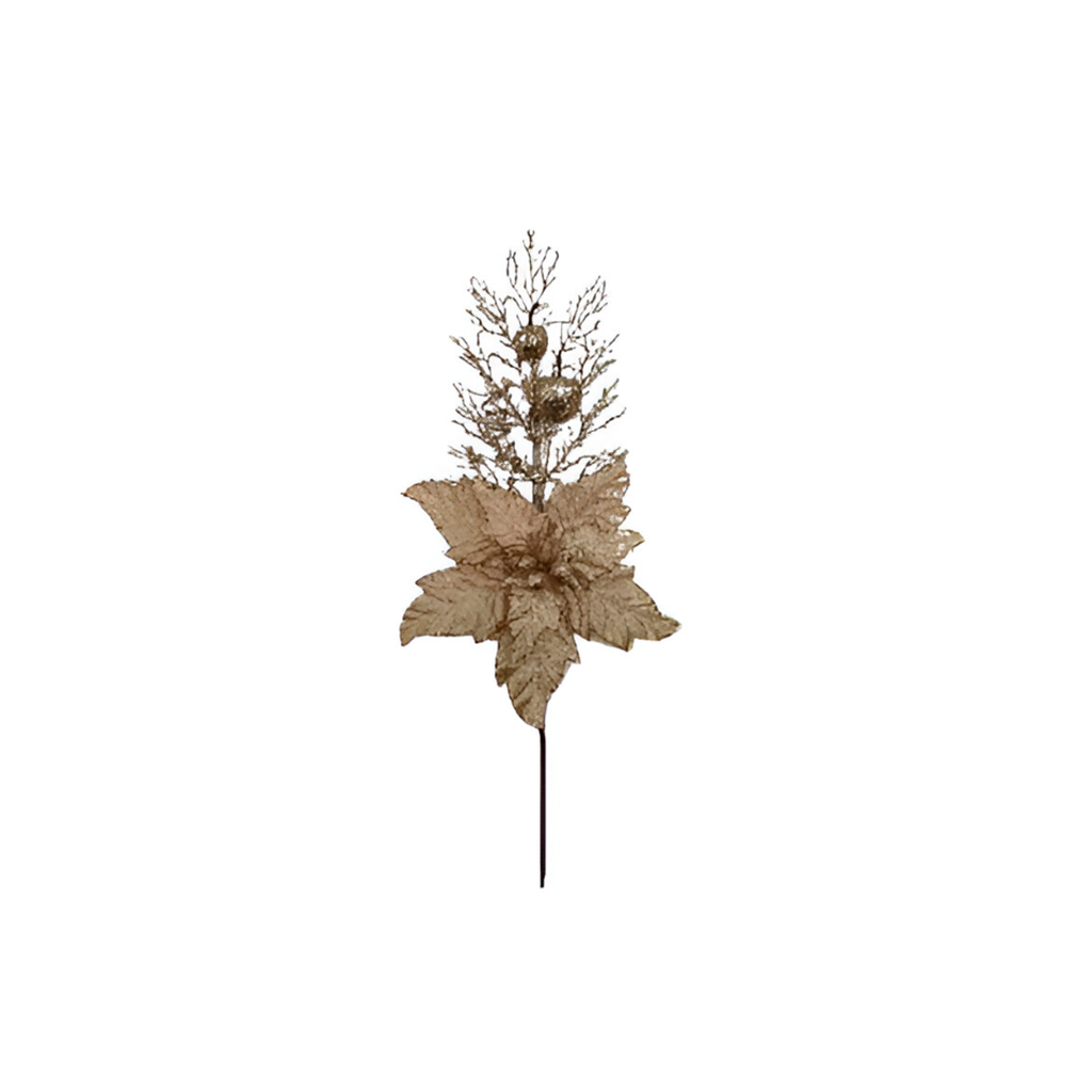 Rama navideña con flor 53cm yx2023293 dorado