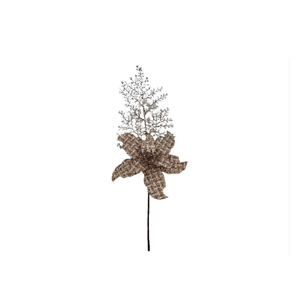Rama navideña con flor 54cm yx2023126 champagne