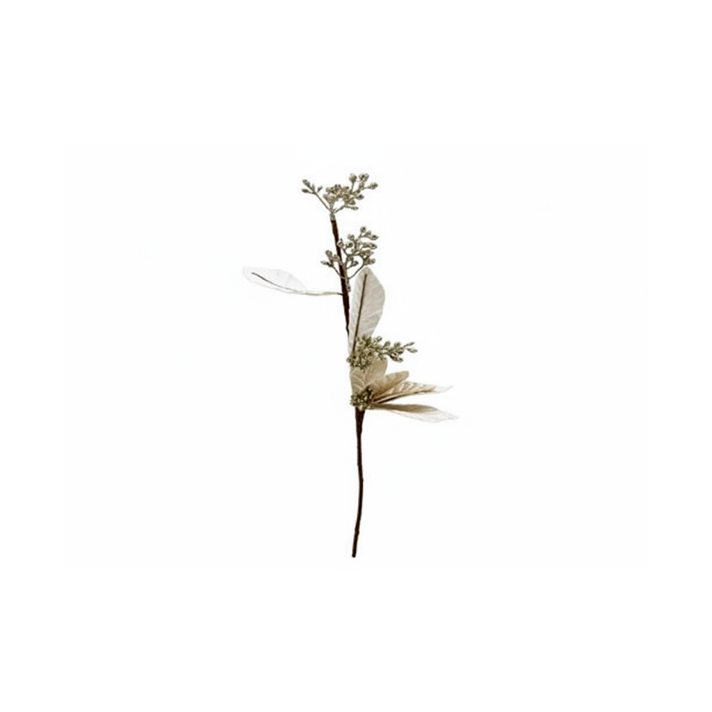 Rama navideña con flor 64cm champagne