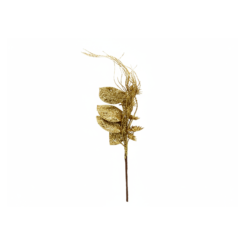 Rama navideña con flor 67cm 2cs2201-0127 dorado