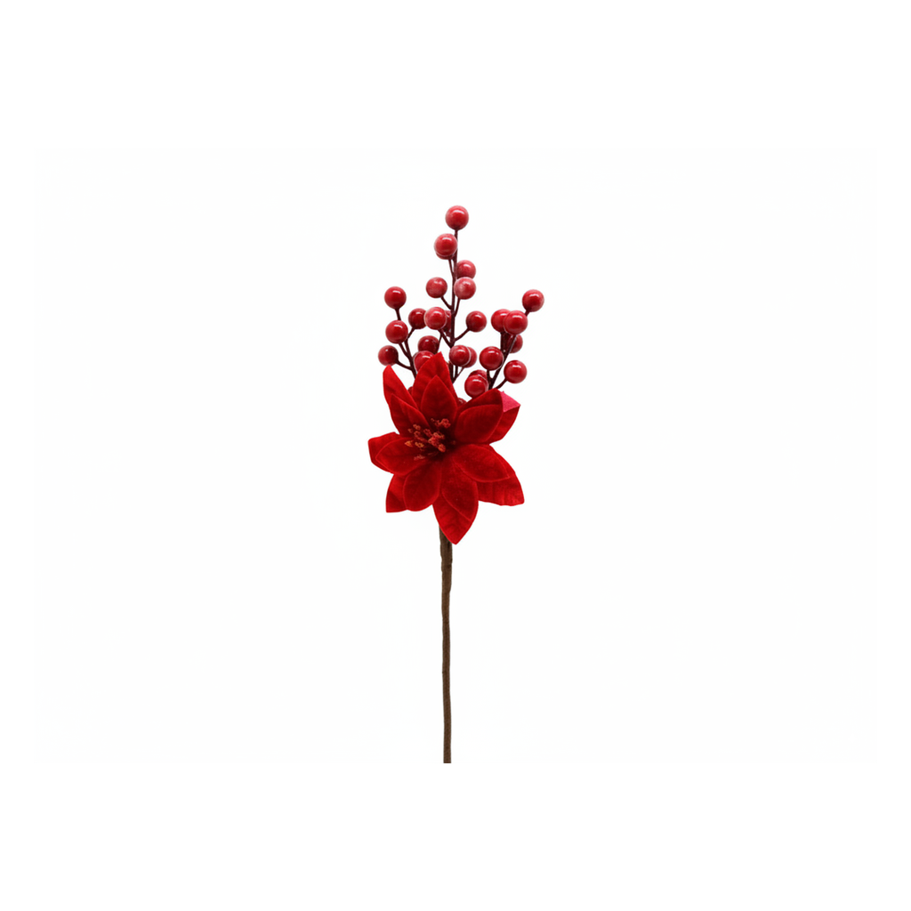 Rama navideña con pascua 18cm rojo