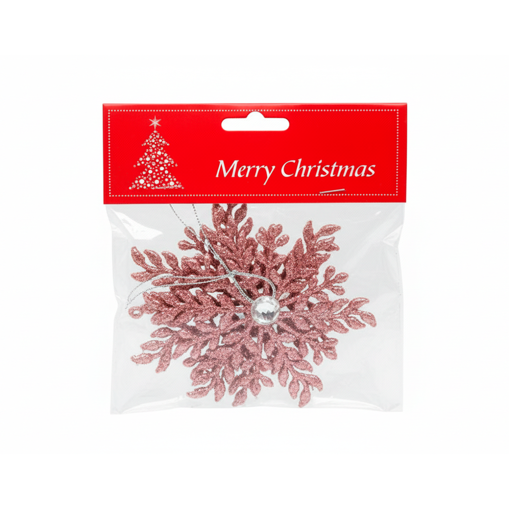 Adorno navideño copo nieve colgar 2pc 11.5cm rojo