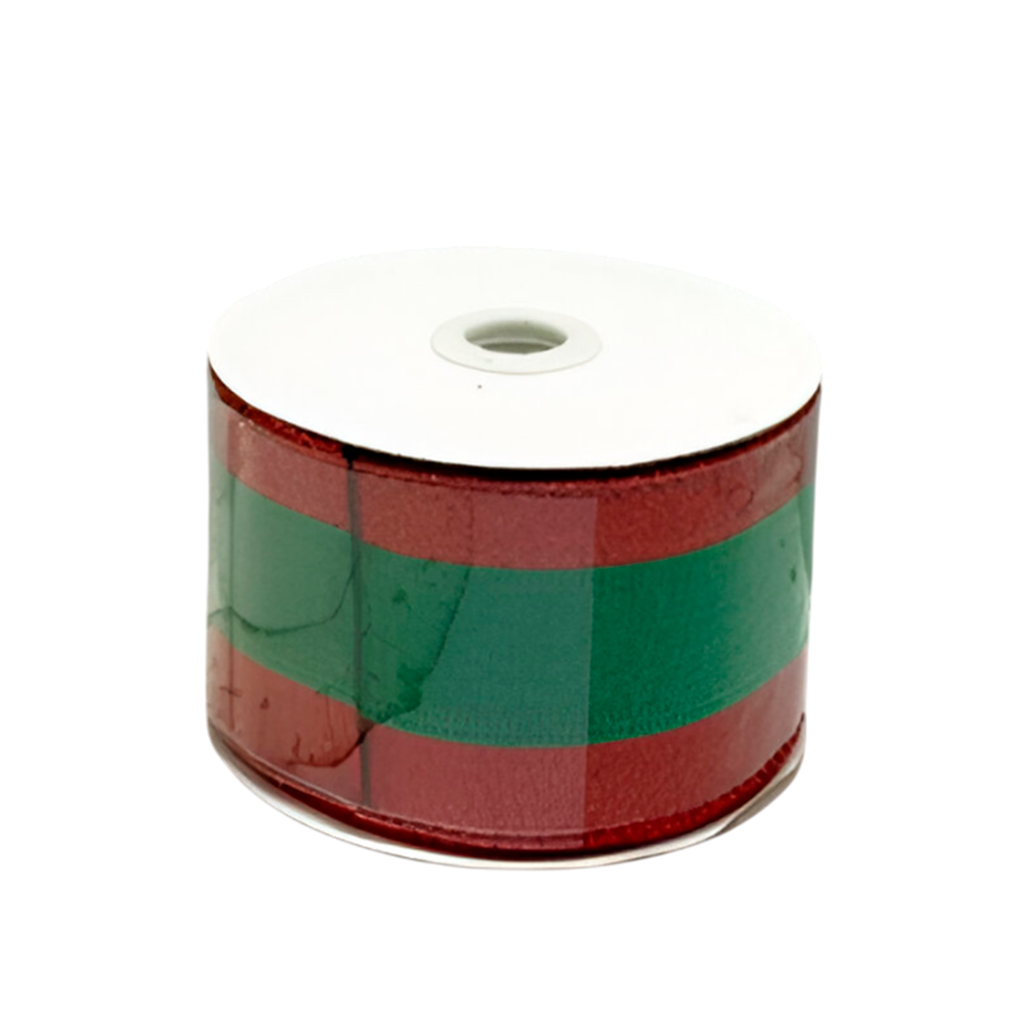 Cinta navideña   6.3cmx10yd rojo/verde
