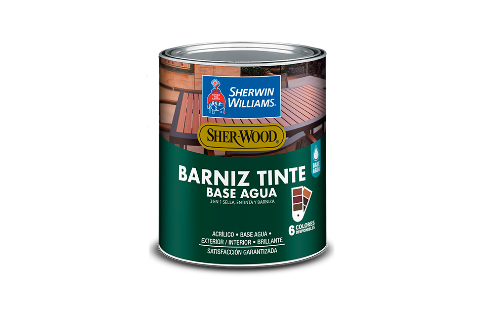 Barniz base de agua 3en1 1-galon sherwin williams nogal