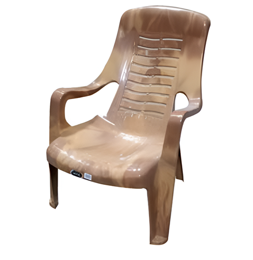 [114205] Silla plastico con brazo relax mega cafe madera