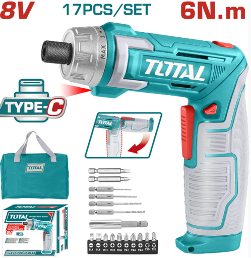 [142372] Destornillador Inalambrico 8V 1/4" Total Li0802