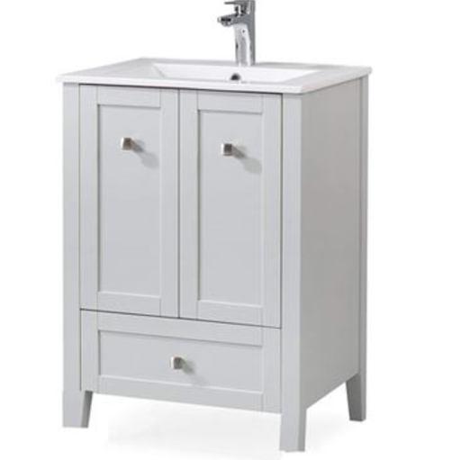 [136439] Mueble De Madera Fina Baño Con Lavamano 61X56X88Cm Mundi Blanco