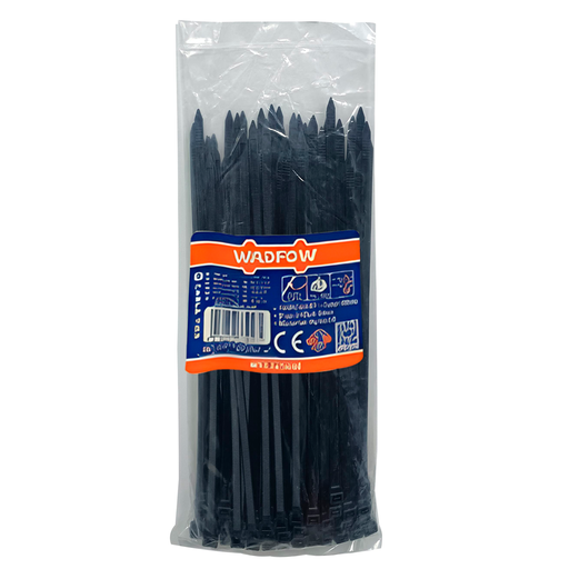 [131434] Abrazadera Plastica Ajustable 16" 100Pc Wadfow 0072 Negro