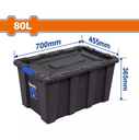 Caja Plastica 80-Lt Con Tapa Wadfow Wtb3380 Negro