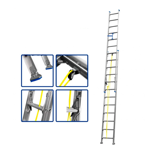 [140225] ESCALERA DE ALUMINIO RECTANGULAR AJUSTABLE 24' CON LAZO WADFOW H24