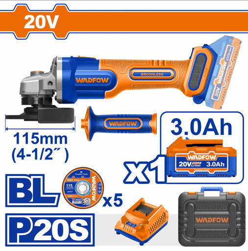 [144171] Esmeriladora 20V 4.1/2" Wadfow Uwlap522