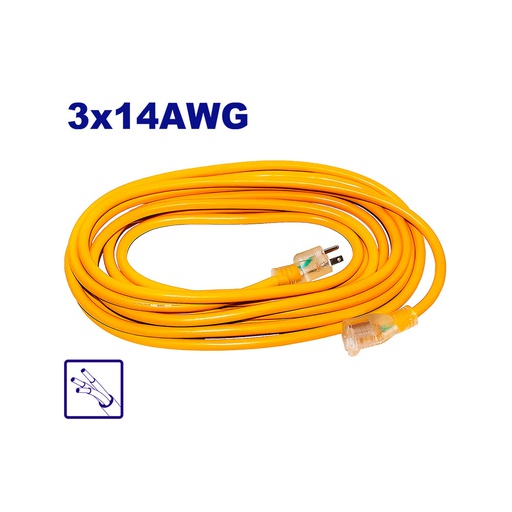 [128849] Extension Electrica 20' 18A 3/14G Wadfow Ej3402 Amarilla