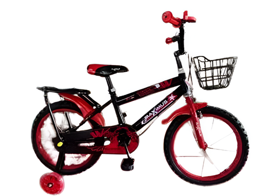 [138149] Bicicleta 16 Bmx Para Niño 1V Max Con Guardafango/Canasta  Roja/Negro Armable