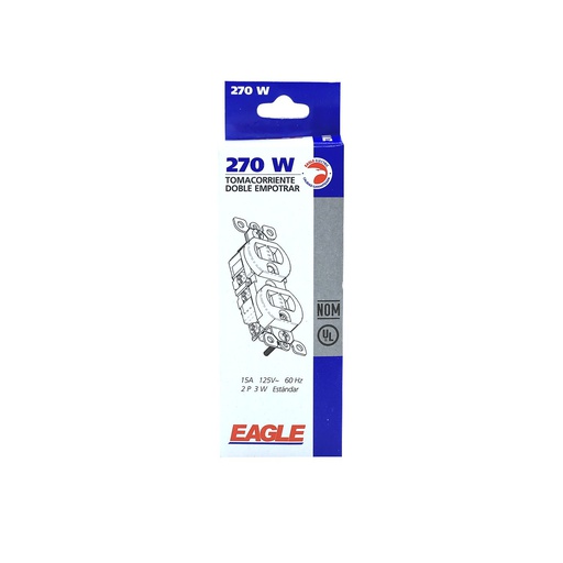 [4843] Tomacorriente doble empotrable 15a aguila 270w