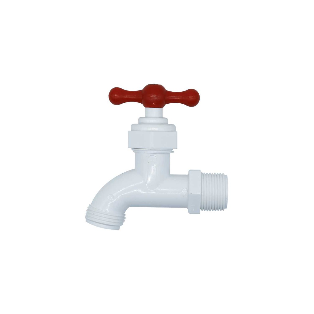 Llave pila 3/4" pvc perilla roja ld-897a