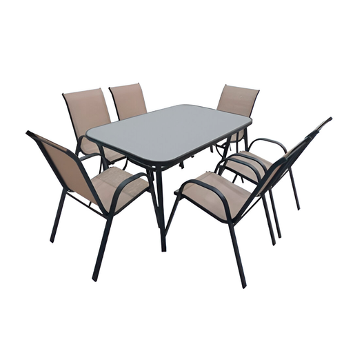 [128857] Juego para patio 7pc sin sombrilla sp-215tc negro/beige