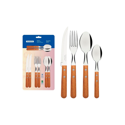 [15419] Cubiertos 16pc mango de madera tramontina 22399/003