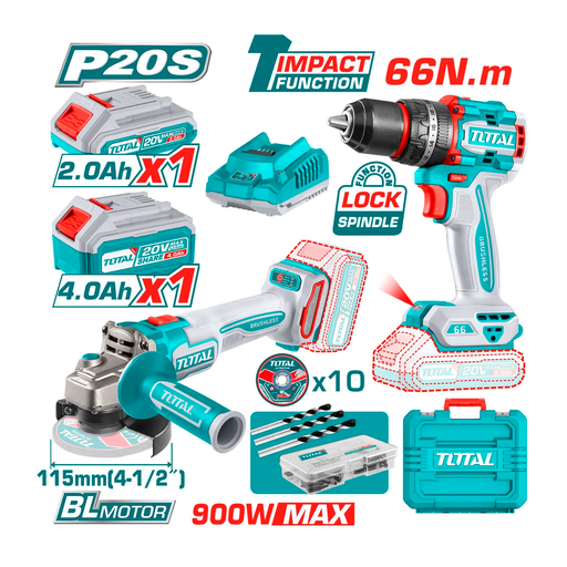 [143854] Combo taladro+esmeril 20v 2b 4a+2a total