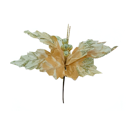 [129785] Flor navideña 20cm s23-13g dorado
