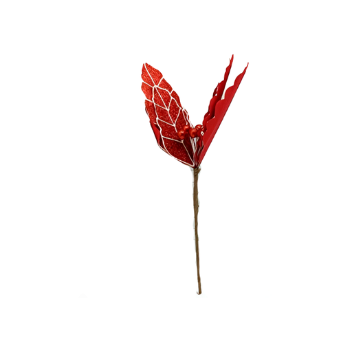 [130277] Flor navideña 30cm mh1090 rojo/blanco
