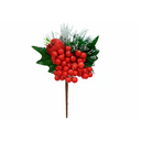 Rama navideña con bayas 18cm l21-588 rojo