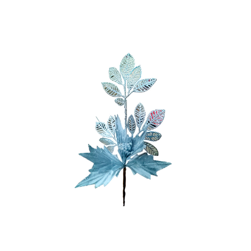 [129467] Rama navideña con flor 52cm yx2023011s plateado