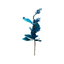 Rama navideña con flor 64cm azul