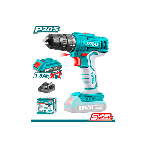 [109395] Taladro de rotacion inalambrico 20v 3/8" 1bat total