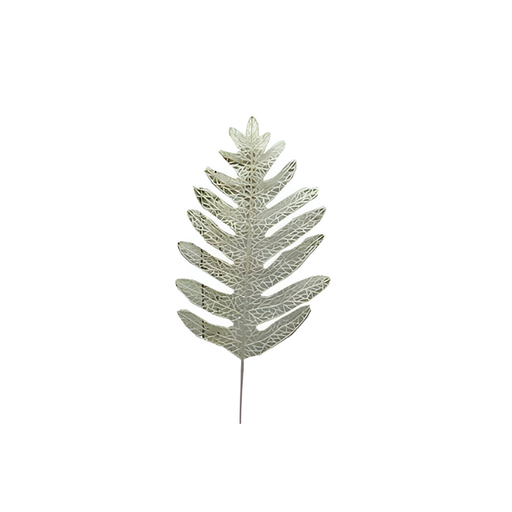 [130909] Rama navideña hoja 40cm 2-cs1503-878 blanco
