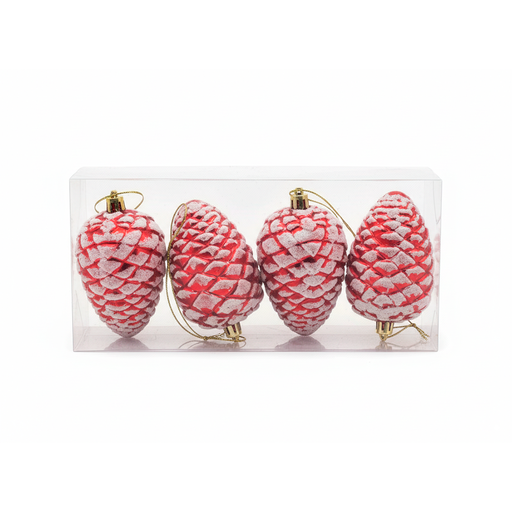 [115821] Adorno navideño bellota colgar 4pc 11.6x5.8cm rojo
