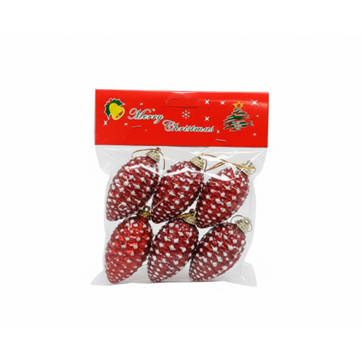 [92508] Adorno navideño bellota colgar 6pc 7cm varios colores
