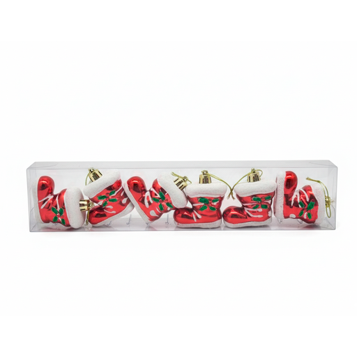 [115603] Adorno navideño bota colgar 6pc 31x6.5x3.5cm rojo