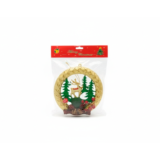 [115944] Adorno navideño corona colgar 20x20cm 21013 dorado
