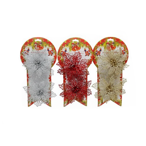 [92365] Adorno navideño flor pascua 2pc 10cm 218 varios colores