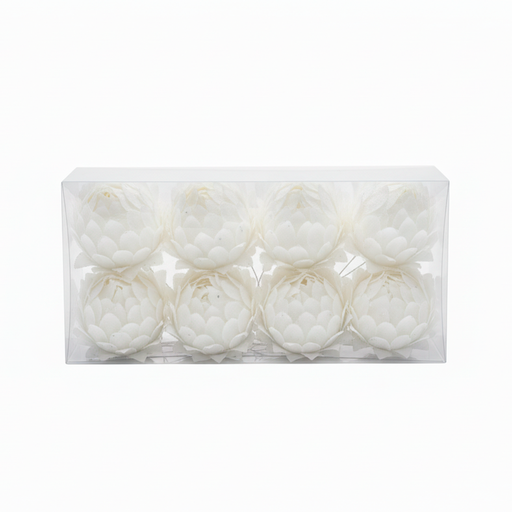 [124646] Adorno navideño flor/pluma 6pc 6cm 2128 blanco
