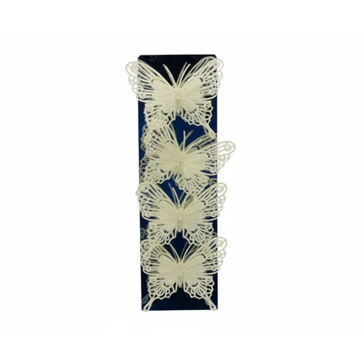 [116053] Adorno navideño mariposa 4pc wf14037 blanco