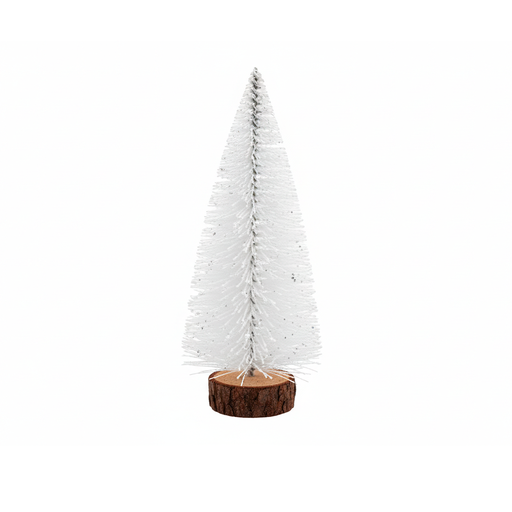 [129895] Adorno navideño pino con nieve 15cm blanco