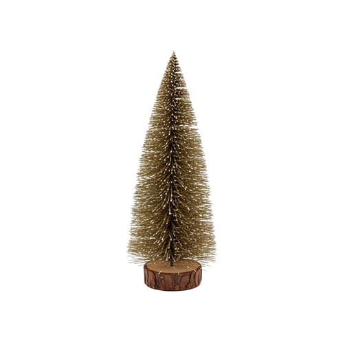 [129894] Adorno navideño pino con nieve  25cm dorado
