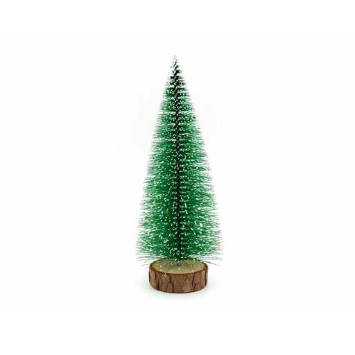 [129904] Adorno navideño pino con nieve con luz 24cm verde