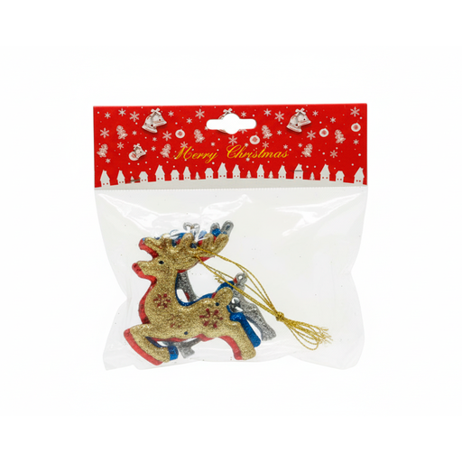 [124152] Adorno navideño venado colgar 7x7cm 3pc varios colores