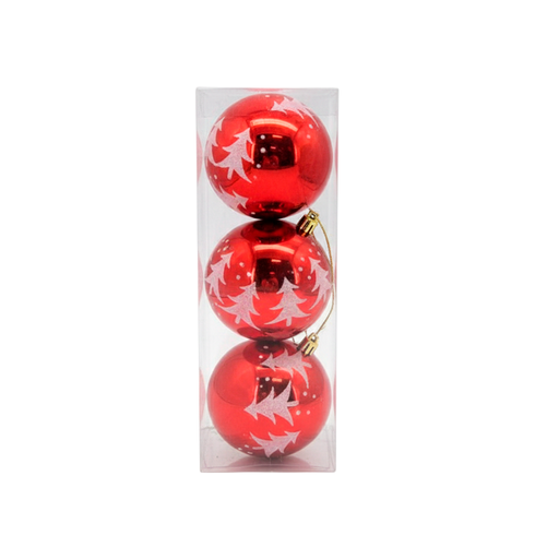 [90553] Bola navideña 10cm 3pc 2-pcl1604-2067 rojo