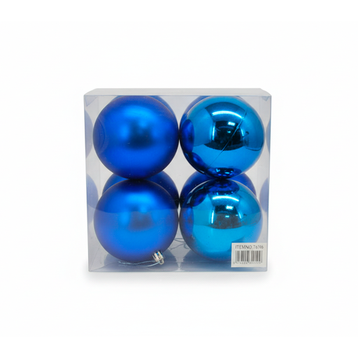[78586] Bola navideña 10cm 4pc azul oscuro brillante mate