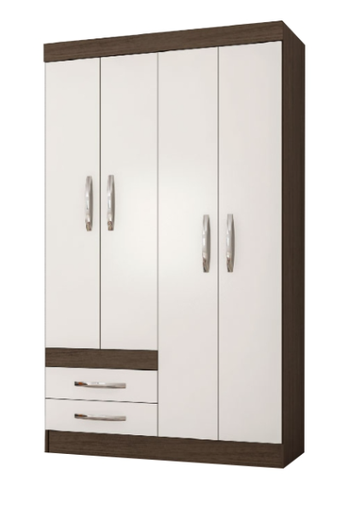 [110854] Ropero mdf 4 puertas 2 gavetas 107x47x189 centimetros poliman a37060 varios colores
