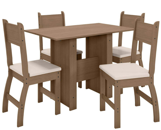 [110859] Juego de comedor 5 piezas 77x155x67 centimetros poliman cafe