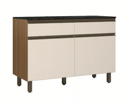 [110893] Mueble mdf para cocina 2 puertas 2 gavetas poliman k43410 crema