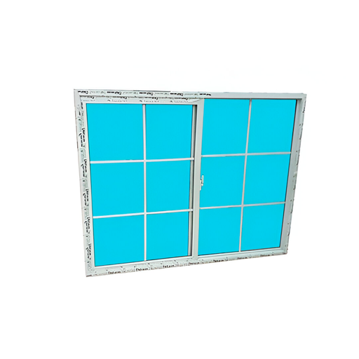 [116345] Ventana corrediza cuadriculada upvc 1.5 x 1.2 metros s58 blanco